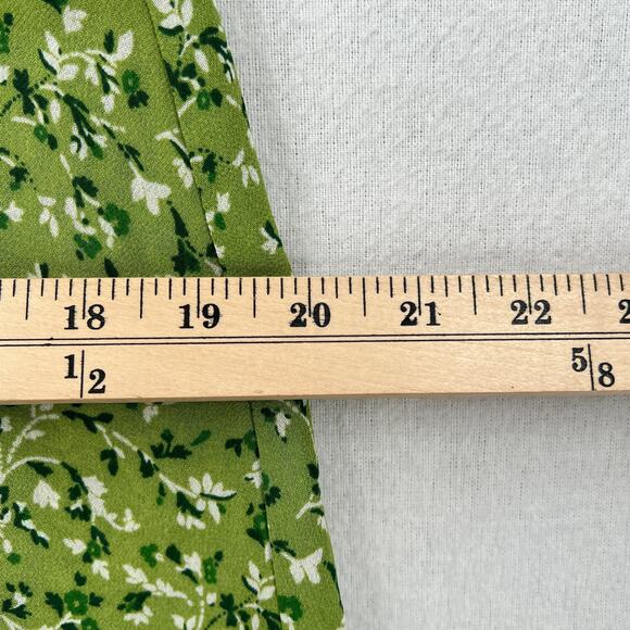 REFORMATION Alison Puff Sleeve Mini Dress Womens 8 Green Floral Button Front - Picture 14 of 15